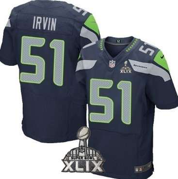 Nike Seattle Seahawks #51 Bruce Irvin 2015 Super Bowl XLIX Navy Blue Elite Jersey