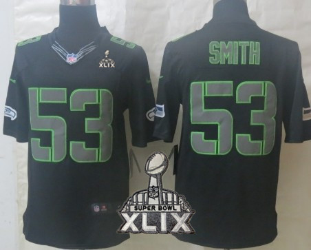Nike Seattle Seahawks #53 Malcolm Smith 2015 Super Bowl XLIX Black Impact Limited Jersey