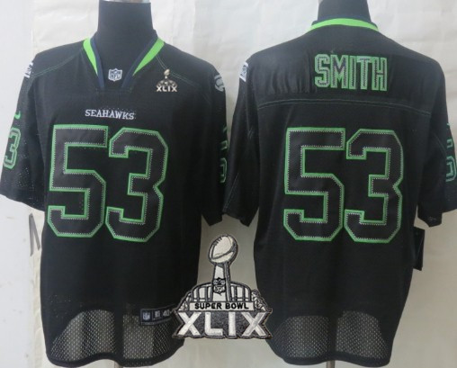 Nike Seattle Seahawks #53 Malcolm Smith 2015 Super Bowl XLIX Lights Out Black Elite Jersey