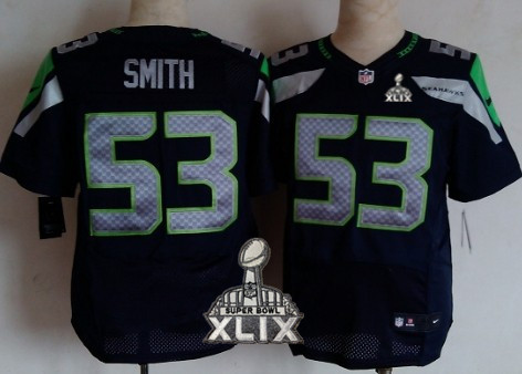 Nike Seattle Seahawks #53 Malcolm Smith 2015 Super Bowl XLIX Navy Blue Elite Jersey