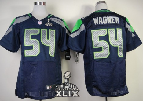 Nike Seattle Seahawks #54 Bobby Wagner 2015 Super Bowl XLIX Navy Blue Elite Jersey