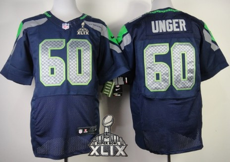 Nike Seattle Seahawks #60 Max Unger 2015 Super Bowl XLIX Navy Blue Elite Jersey