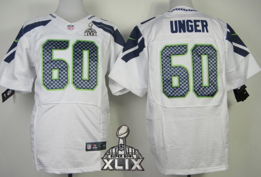 Nike Seattle Seahawks #60 Max Unger 2015 Super Bowl XLIX White Elite Jersey