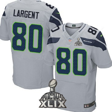 Nike Seattle Seahawks #80 Steve Largent 2015 Super Bowl XLIX Gray Elite Jersey