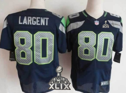 Nike Seattle Seahawks #80 Steve Largent 2015 Super Bowl XLIX Navy Blue Elite Jersey