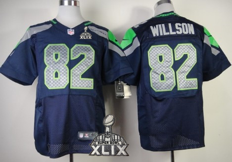 Nike Seattle Seahawks #82 Luke Willson 2015 Super Bowl XLIX Navy Blue Elite Jersey