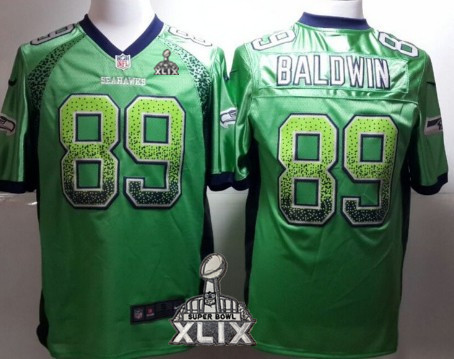 Nike Seattle Seahawks #89 Doug Baldwin 2015 Super Bowl XLIX 2013 Drift Fashion Green Elite Jersey