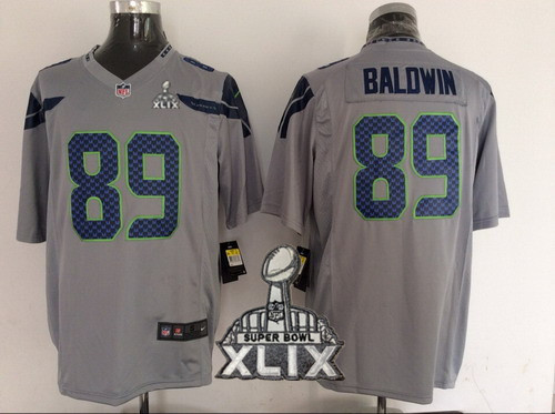 Nike Seattle Seahawks #89 Doug Baldwin 2015 Super Bowl XLIX Gray Game Jersey
