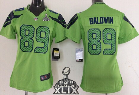 Nike Seattle Seahawks #89 Doug Baldwin 2015 Super Bowl XLIX Green Game Womens Jersey