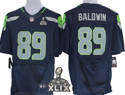 Nike Seattle Seahawks #89 Doug Baldwin 2015 Super Bowl XLIX Navy Blue Elite Jersey