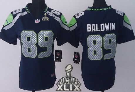 Nike Seattle Seahawks #89 Doug Baldwin 2015 Super Bowl XLIX Navy Blue Game Womens Jersey