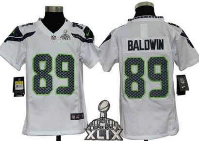 Nike Seattle Seahawks #89 Doug Baldwin 2015 Super Bowl XLIX White Game Kids Jersey