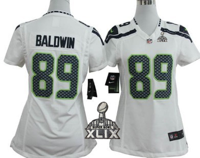 Nike Seattle Seahawks #89 Doug Baldwin 2015 Super Bowl XLIX White Game Womens Jersey