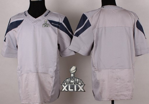 Nike Seattle Seahawks Blank 2015 Super Bowl XLIX Gray Elite Jersey