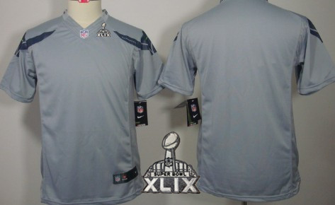 Nike Seattle Seahawks Blank 2015 Super Bowl XLIX Gray Limited Kids Jersey