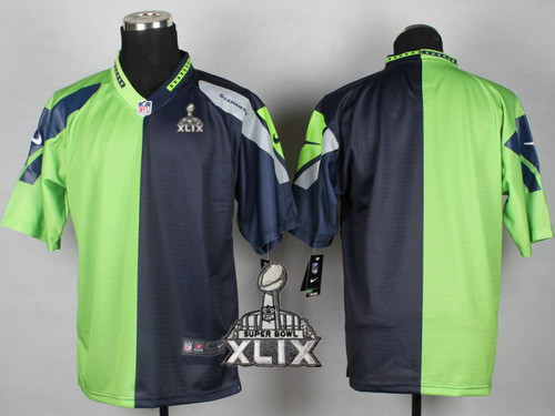 Nike Seattle Seahawks Blank 2015 Super Bowl XLIX Green/Navy Blue Two Tone Elite Jersey
