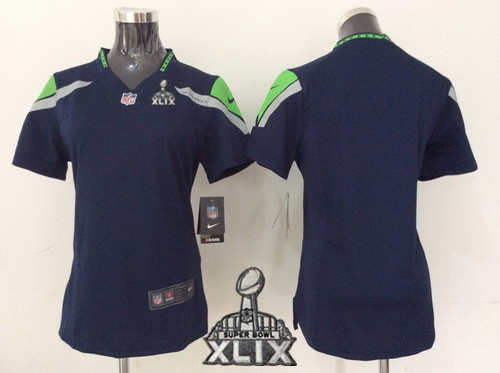Nike Seattle Seahawks Blank 2015 Super Bowl XLIX Navy Blue Game Womens Jersey