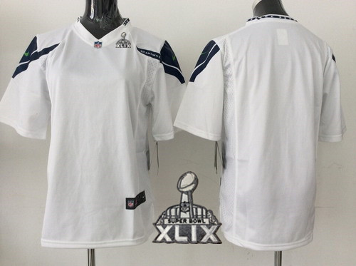 Nike Seattle Seahawks Blank 2015 Super Bowl XLIX White Game Kids Jersey
