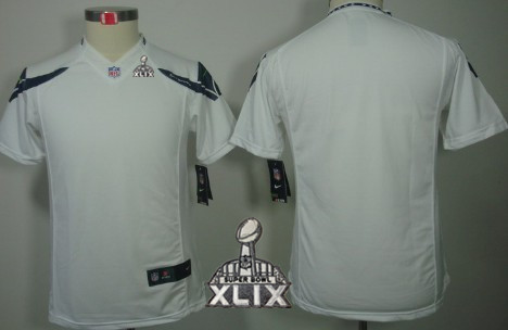 Nike Seattle Seahawks Blank 2015 Super Bowl XLIX White Limited Kids Jersey