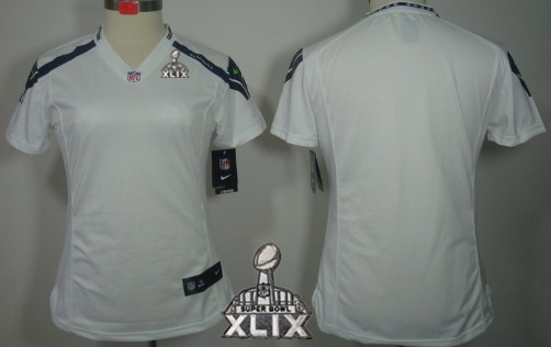 Nike Seattle Seahawks Blank 2015 Super Bowl XLIX White Limited Womens Jersey