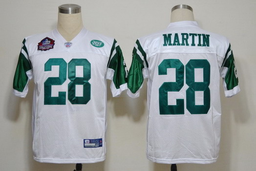 Reebok New York Jets #28 Curtis Martin Hall of Fame White Throwback Jersey