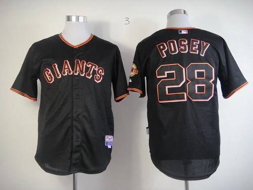 San Fransico Giants #28 Buster Posey Black Fashion Jersey (2)