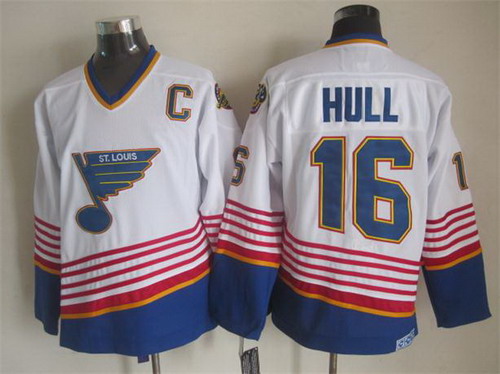 St. Louis Blues #16 Brett Hull 1995 White Throwback CCM Jersey