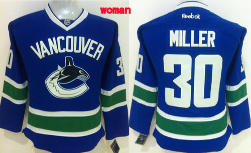 NHL Vancouver Canucks #30 Ryan Miller Blue Womens Jersey