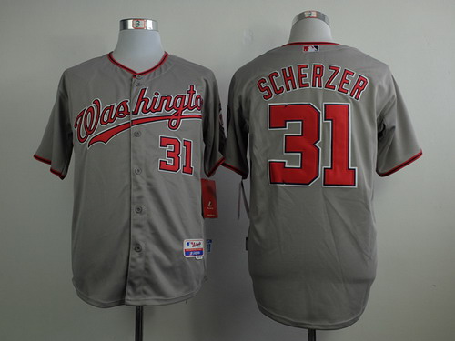 MLB Washington Nationals #31 Max Scherzer Gray Jersey