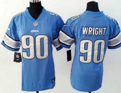 Women's Detroit Lions #90 Gabe Wright Nike Light Blue Game Jersey