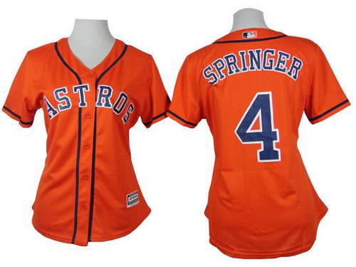 Women's Houston Astros #4 George Springer Orange Jersey