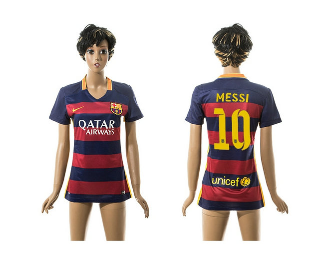 Womens 2015-2016 Barcelona Thailand Soccer Jersey #10 MESSI