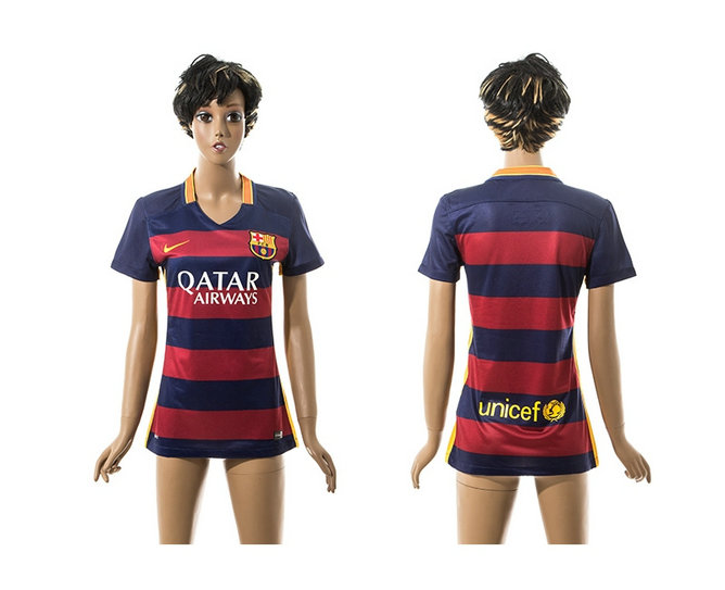 Womens 2015-2016 Barcelona Thailand Soccer Jersey Blank