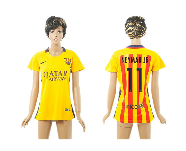 Womens 2015-2016 Barcelona Thailand Soccer Jersey Yellow #11