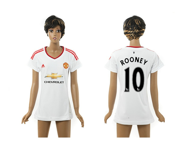 Womens 2015-2016 Manchester United Thailand Soccer Jersey White #10