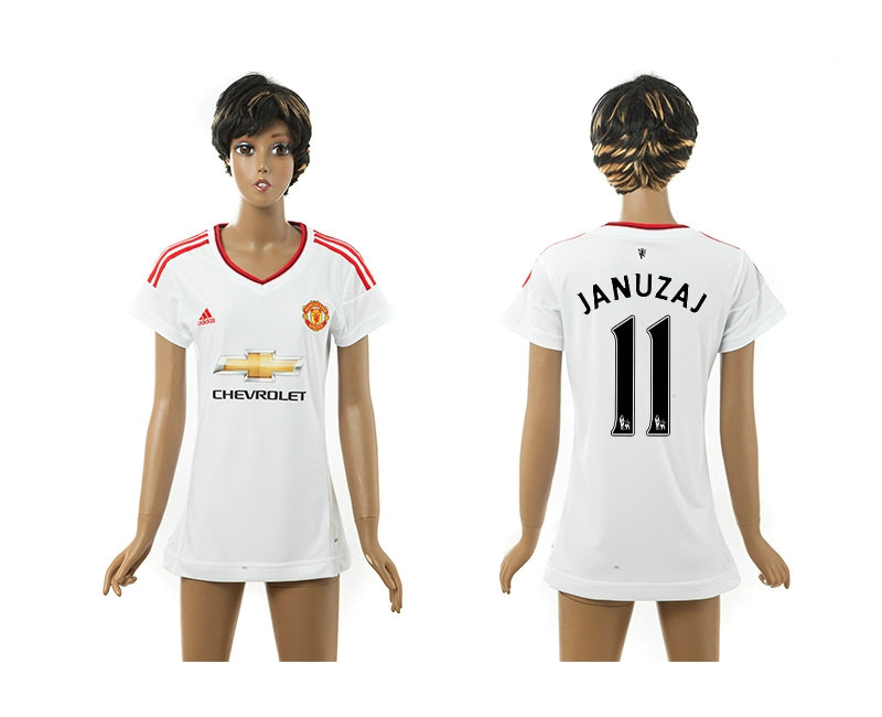 Womens 2015-2016 Manchester United Thailand Soccer Jersey White #11