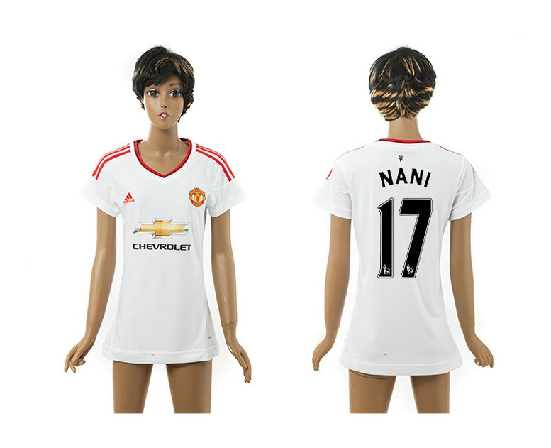 Womens 2015-2016 Manchester United Thailand Soccer Jersey White #17