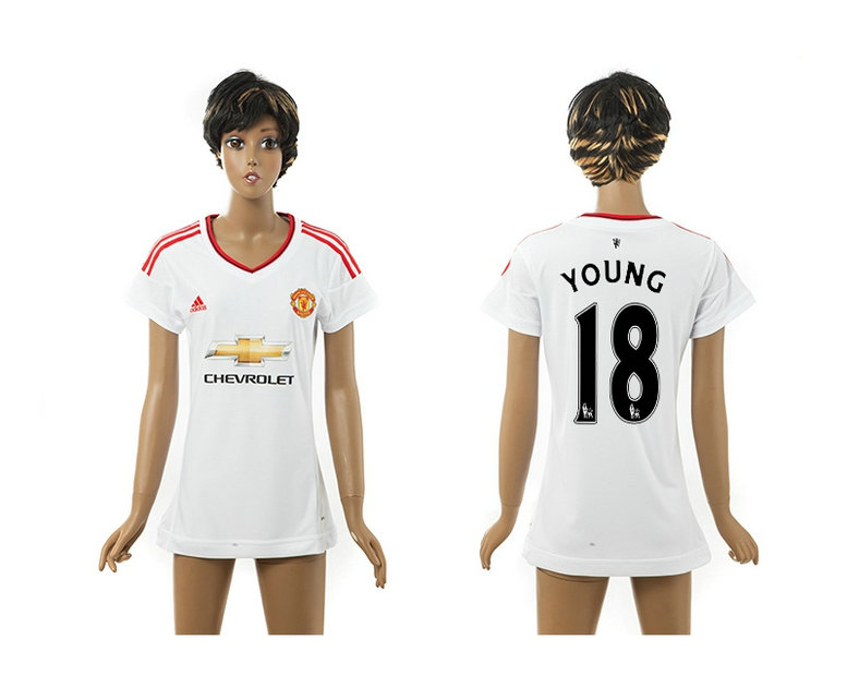 Womens 2015-2016 Manchester United Thailand Soccer Jersey White #18