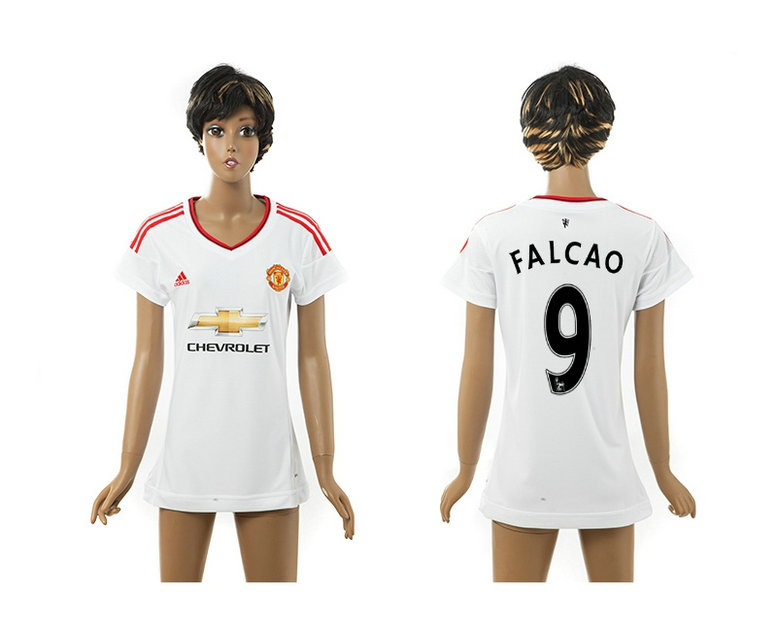 Womens 2015-2016 Manchester United Thailand Soccer Jersey White #9