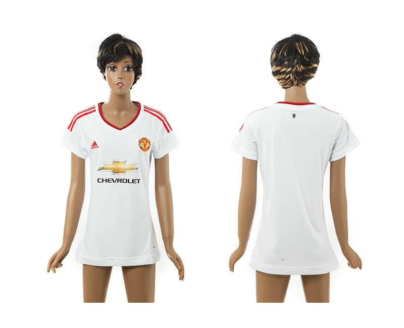 Womens 2015-2016 Manchester United Thailand Soccer Jersey White Blank
