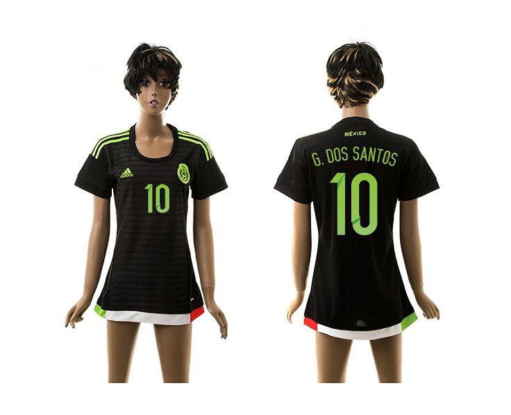 Womens 2015-2016 Mexico Thailand Soccer Jersey Black #10