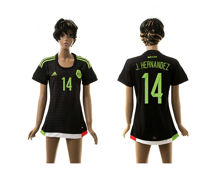 Womens 2015-2016 Mexico Thailand Soccer Jersey Black #14