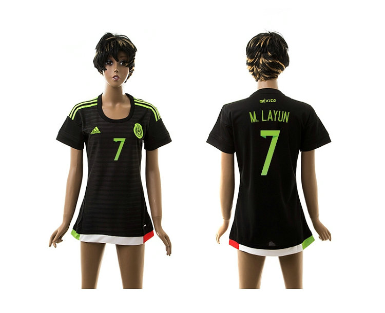 Womens 2015-2016 Mexico Thailand Soccer Jersey Black #7