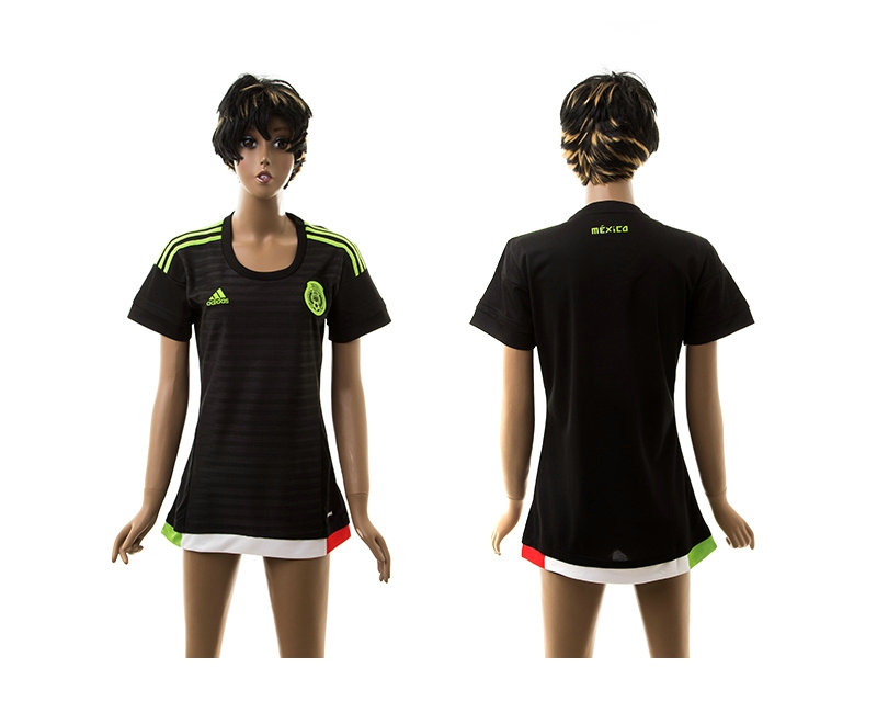 Womens 2015-2016 Mexico Thailand Soccer Jersey Black Blank