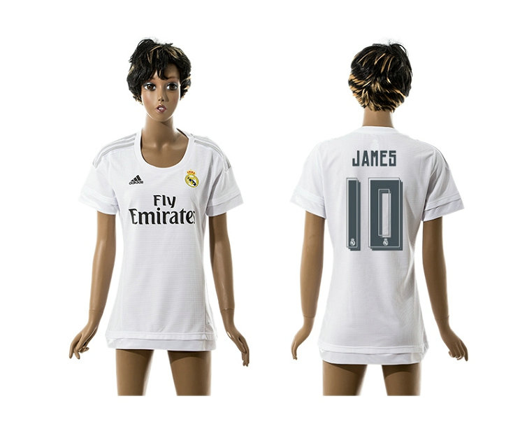 Womens 2015-2016 Real Madrid Home Thailand Soccer Jersey White Short Sleeves #10