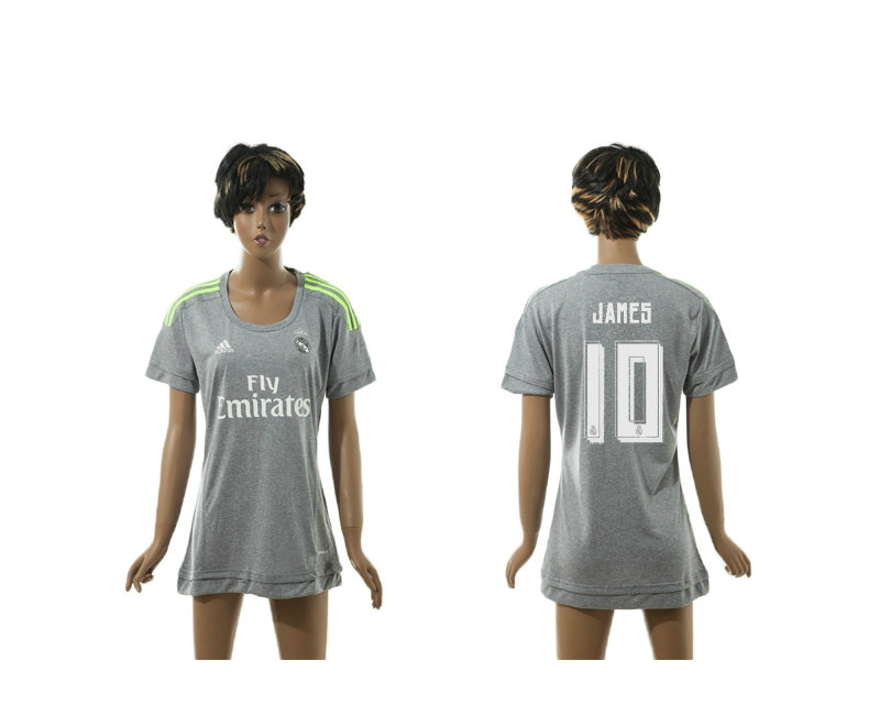 Womens 2015-2016 Real Madrid Thailand Soccer Jersey Grey Short Sleeves #10