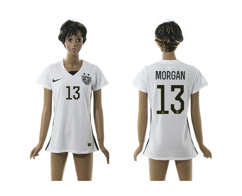 Womens 2015-2016 USA Thailand Soccer Jersey Short Sleeves White with 2 Stars #13