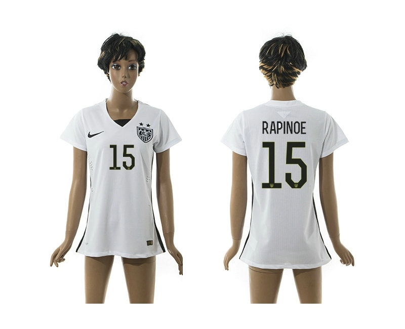 Womens 2015-2016 USA Thailand Soccer Jersey Short Sleeves White with 2 Stars #15