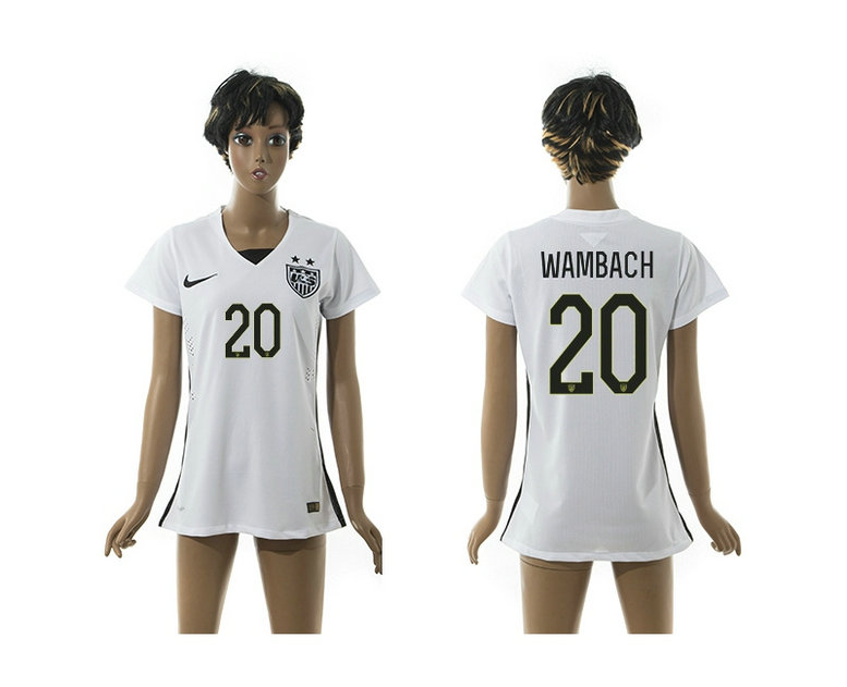 Womens 2015-2016 USA Thailand Soccer Jersey Short Sleeves White with 2 Stars #20