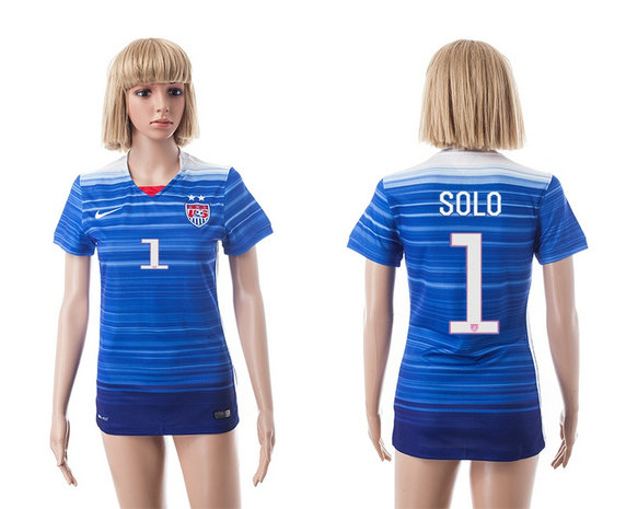 Womens 2015-2016 USA Thailand Soccer Jersey Short Sleeves blue with 2 Stars #1